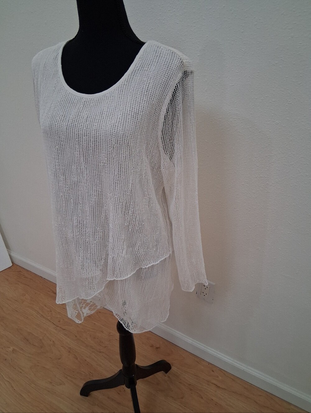 krazy kat Sheer White Layered Knit Tunic